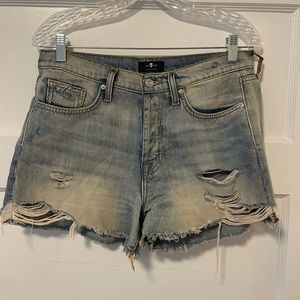 Denim distressed shorts